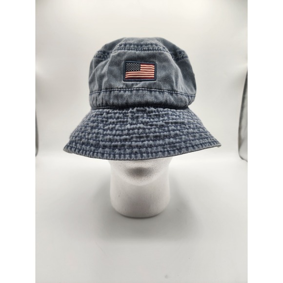Other - Vintage USA Flag Denim Bucket Hat Blue One Size